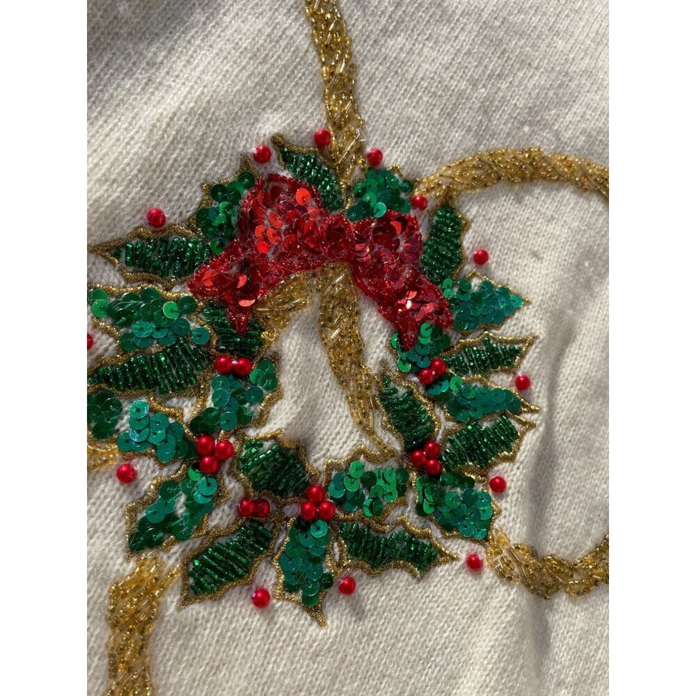 Vtg Talbot Beautiful Ugly Christmas Sweater S Lambswool Angora Rabbit Embroidery - Picture 8 of 11